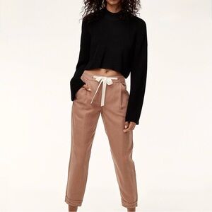 Aritzia Wilfred Allant Linen Blend Mustard Crop Pants Chic Boho Business Sz 2